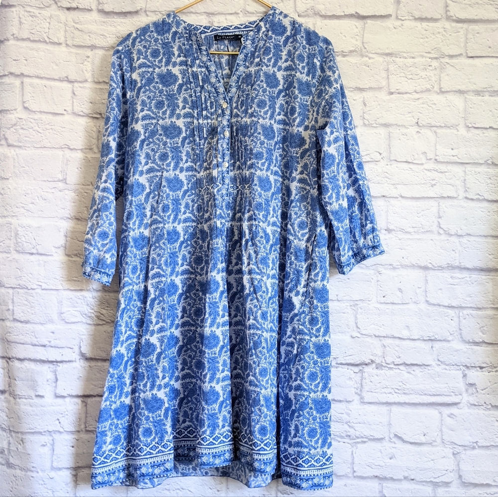 La Plage Maye Blue Floral Mini Dress
